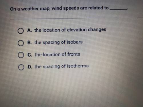 On a weather map, wind speeds are related to _____.