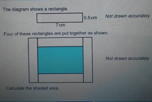 The diagram shows a rectangle.0.5 cm7 cm.Four of these rectangles are put together as shown.Calculat