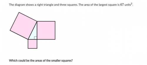 How to use a square to visualize Pythagorean theorem? Possible Answers: 8, 58 7, 60 11, 56