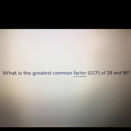 What is the greatest common factor of 28 and 96