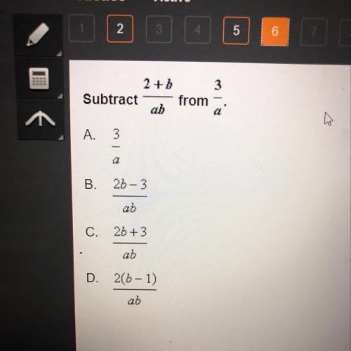 Subtract 2+b/ an from 3/a