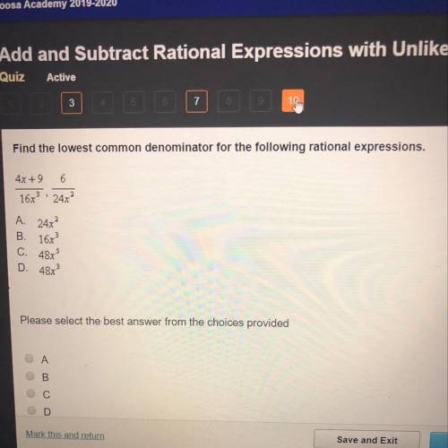 Find the lowest common denominator of the rational expressions