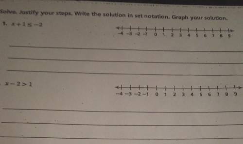 Can anyone help me ? solve . justify your step . write a the solution in set notation . graph your s
