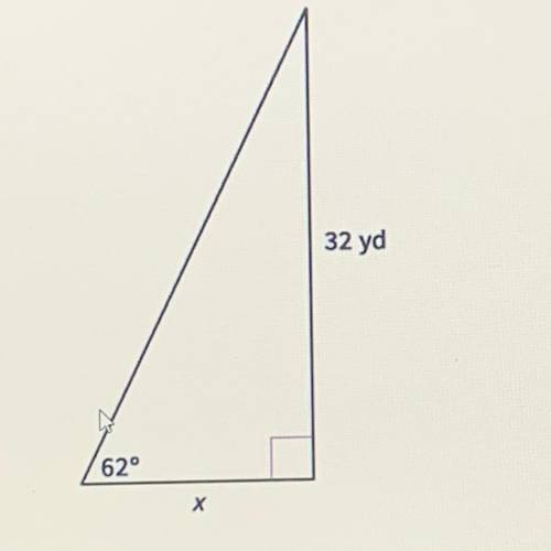 Look at the figure. which trigonometry ratio should you use to find x? A. Cosine B. Sine C. Tangent