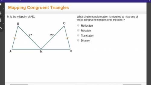 What single transformation is required to map one of these congruent triangles onto the other?