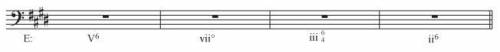 Fill each measure with the triads indicated by the chord symbols. Make certain that your clef and ke