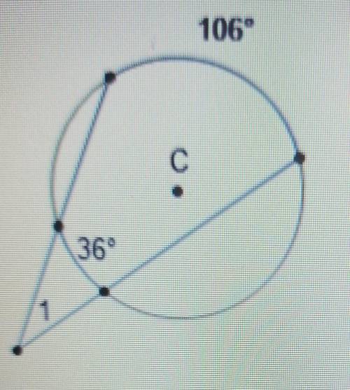 In the diagram of circle C, what is the measure of <1?17°35°70°71°