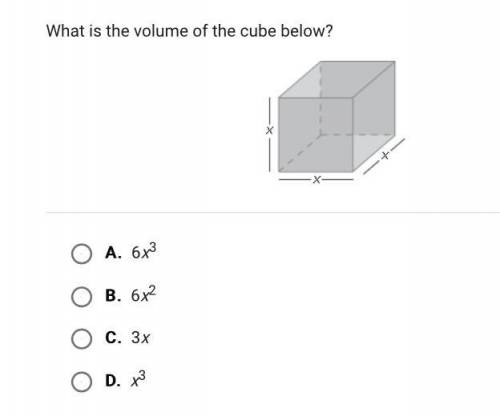 Can’t find the answer! :( what is the volume of the cube below?