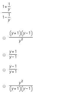 Which expression is equivalent to the following complex fraction?1 + StartFraction 1 Over y EndFract