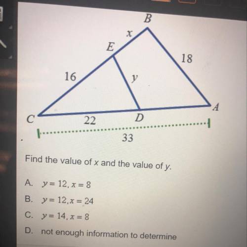 Find the value of x and the value of y