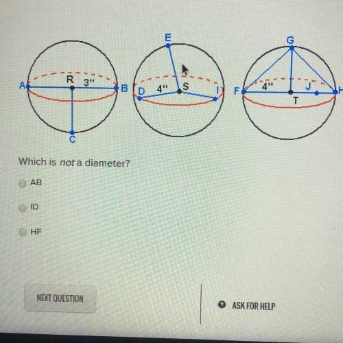 Which is not a diameter?