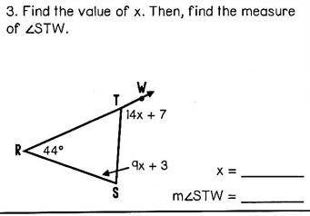 Find the value x. Then, find the measure of PLEASE ANSWER
