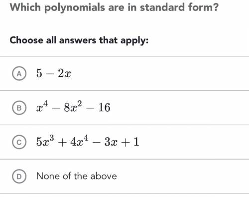 Which polynomials are in standard form