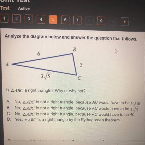 Is ABC a right triangle? Why or why not?