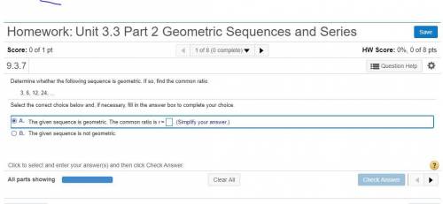 Determine whether the following sequence is geometric. If so, find the common ratio. 3, 6, 12, 2