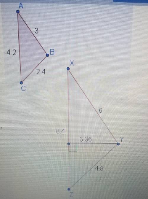 XYZ and ABC are similar trianlges. Given the dimensions shown in the diagram, what is the area of AB