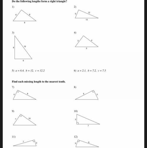 Which of the following lengths form a right triangle?