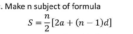 Make n the subject of the formula