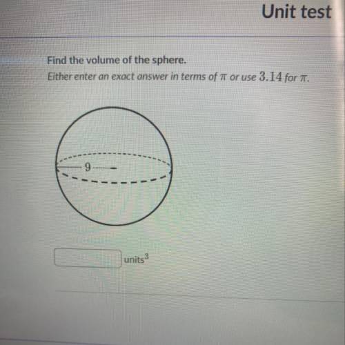 What is the volume of this sphere in terms of pi?