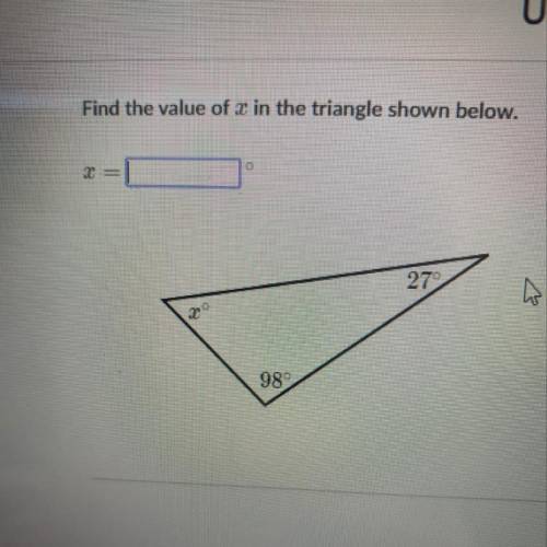 Find value of x in the triangle