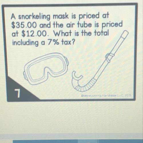 A snorkeling mask is priced at $35.00 and the air tube is priced at $12.00. What is the total includ