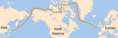 The map shows how explorers searched for the Northwest Passage to Asia. The result of this search wa