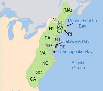 The map shows the thirteen English colonies. Which geographic feature was the main impediment to wes