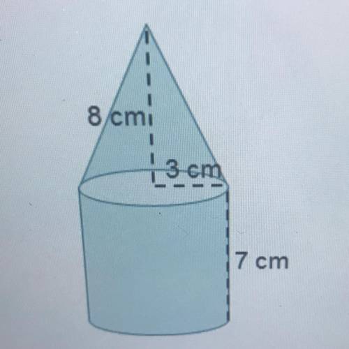 Consider this composite figure made of a cone and a cylinder. what is the volume of the cone?