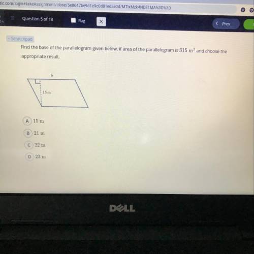 Find the base of the parallelogram given below, if area of the parallelogram is 315 m2 and choose th