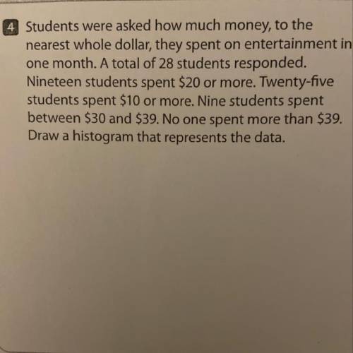Students were asked how much money, to the nearest whole dollar, they spent on entertainment in one