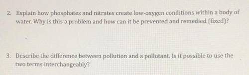 Explain how phosphates and nitrates create low oxygen conditions within a body of water. Why is this