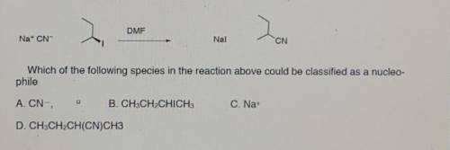 Which of the following Species in the reaction above could be classifid as a nucleo-phile ?