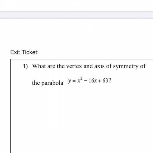 What are the vertex and axis of symmetry of the prabola