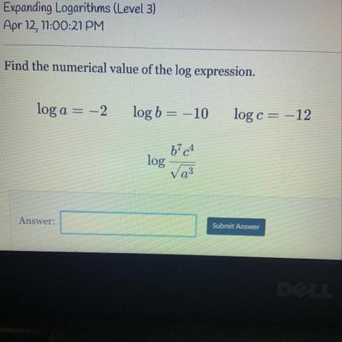 Find the numerical value of the log expression. See problem in photo.