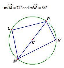 The center of the circle is C. Find the measure of angle LMN