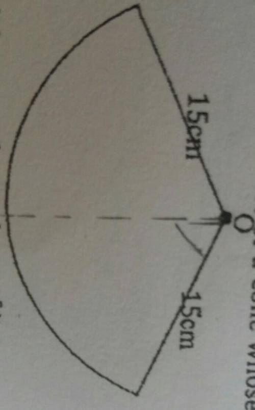 5. The figure below shows the net of a cone whose radius is 15cm and arc length of56.57cm.15cm15cmFi