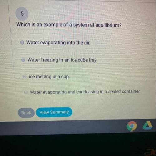 Which is an example of a system at equilibrium?