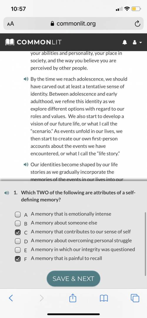 Which two of the following are attributes of a self defining memory?