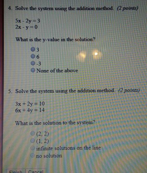 90 POINTS PLEASE HELP  Addition Methods multiple choice 5 questions please solve all (see pictures)