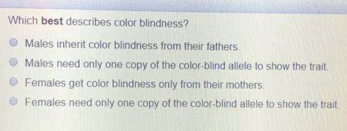Which best describes color blindness? (Please answer ASAP if you know the answer!)