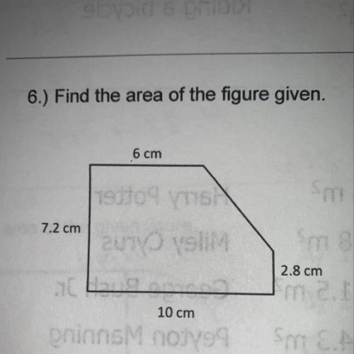 Find the area of the figure below (please don’t just give me an answer, I want an explanation too)