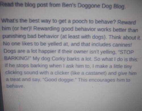 Which best describes the purpose of this blog post?A. to persuade people to reward their dog's good