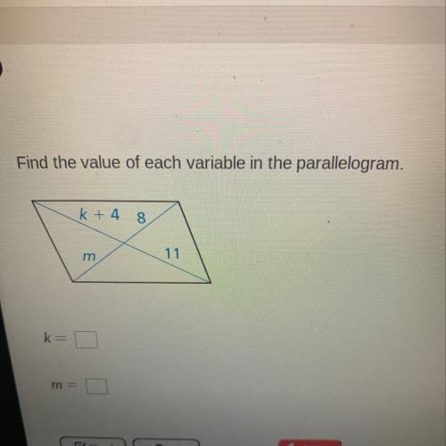 Find the value of each variable in the parallelogram. Please show work, if possible!