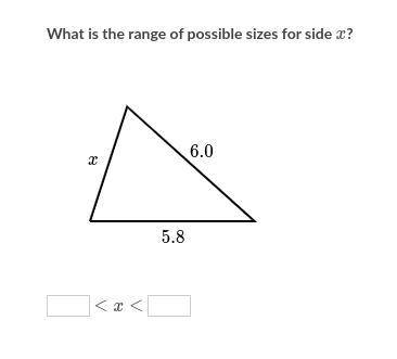 PLEASE HELP! ASAP SHOULD BE EASY FOR ALOT OF YOU! What is the range of possible sizes for side x?