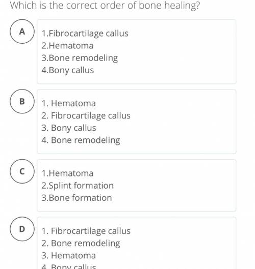 What is the correct order of bone healing?