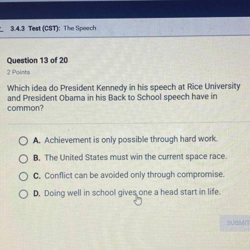 Which idea do President Kennedy in his speech at Rice University and President Obama in his Back to