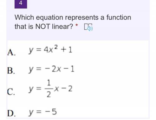 Which equation represents a function that is NOT linear? Please answer (15pts)
