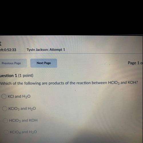 What is the product of the reaction between HCIO3 and KOH