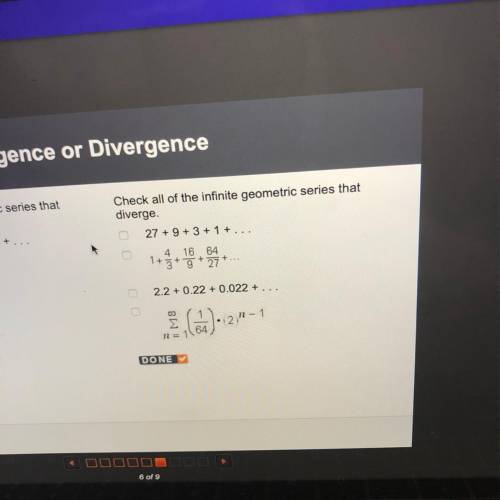 Check all of the infinite geometric series that diverge.