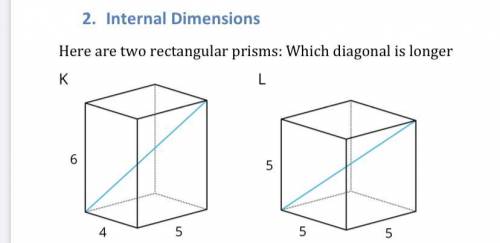 Here are two rectangular prisms: Which diagonal is longer